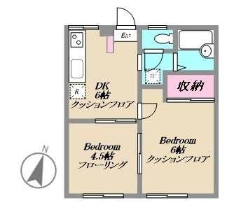 エステートピア追浜(2DK/1階)の間取り写真