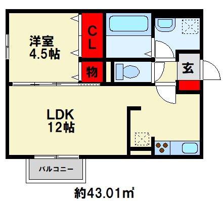 LEAFULL(1LDK/3階)の間取り写真