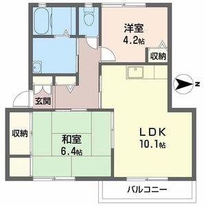 シャーメゾン北野(2LDK/2階)の間取り写真