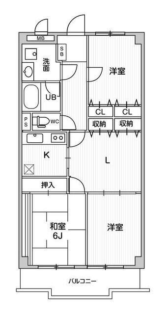 ピアグランデ弐番館(3DK/1階)の間取り写真