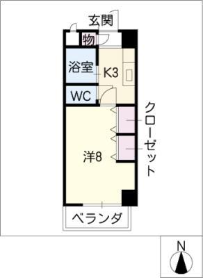 アークヒル鳥見(1K/6階)の間取り写真
