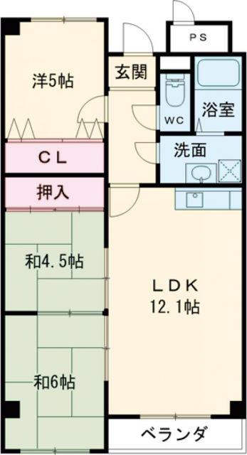 プランドール耳原(3LDK/4階)の間取り写真