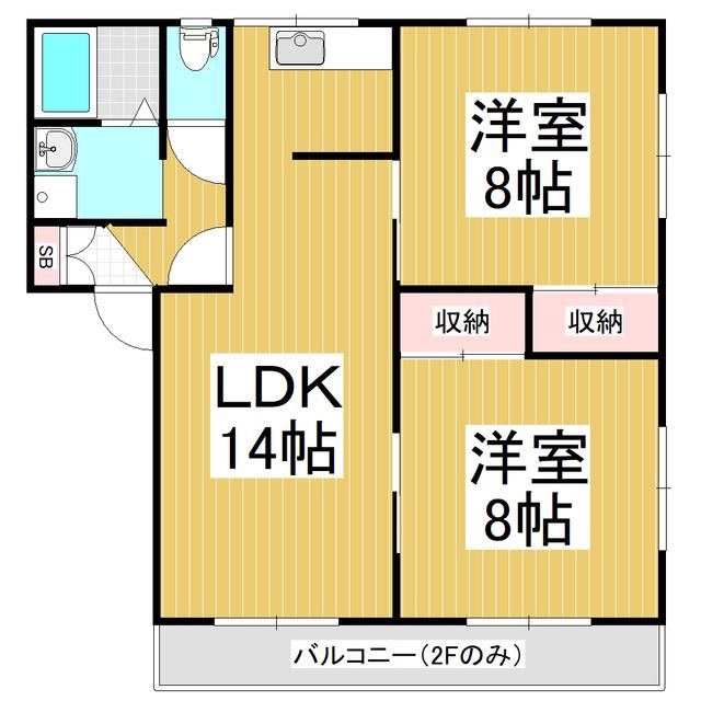 フレグランスけやきB(2LDK/1階)の間取り写真