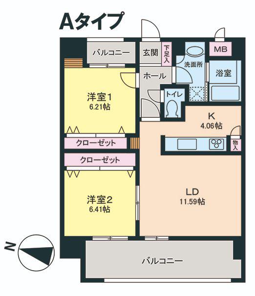 パークプレイス大手門(2LDK/8階)の間取り写真