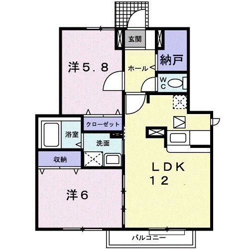 ハイフィールド(2LDK/1階)の間取り写真