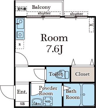 クレアス(ワンルーム/3階)の間取り写真