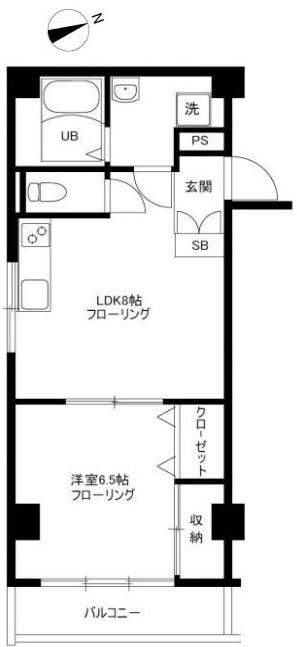 ウエスト大井(1LDK/3階)の間取り写真