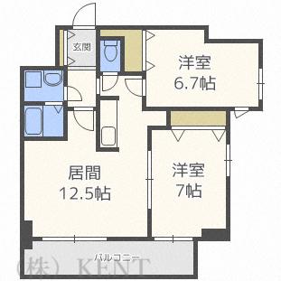 アルティー発寒(2LDK/4階)の間取り写真
