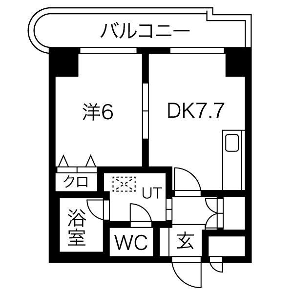 サンタの館医大前(1LDK/3階)の間取り写真