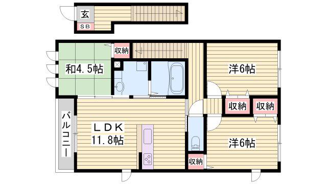 アバンツァート長砂 A棟(3LDK/2階)の間取り写真