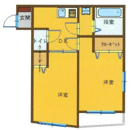クレセントマンション(2DK/1階)の間取り写真