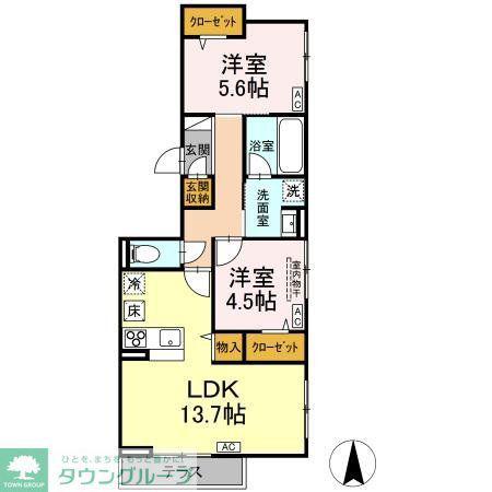 D-COMODO小金井貫井北町(2LDK/1階)の間取り写真