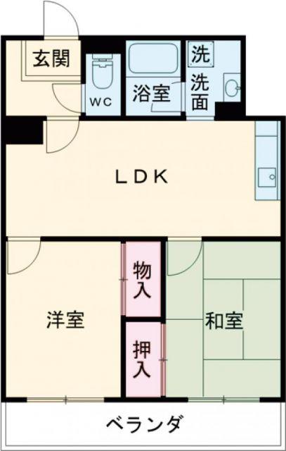 熊谷コーポビアネーズ(2LDK/4階)の間取り写真