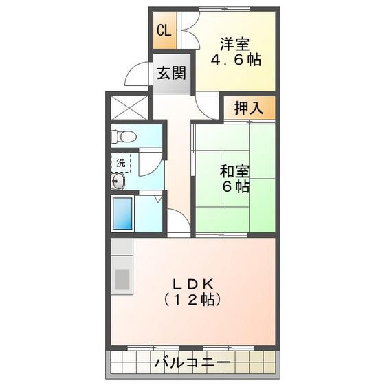 ドミール笹山(2LDK/2階)の間取り写真