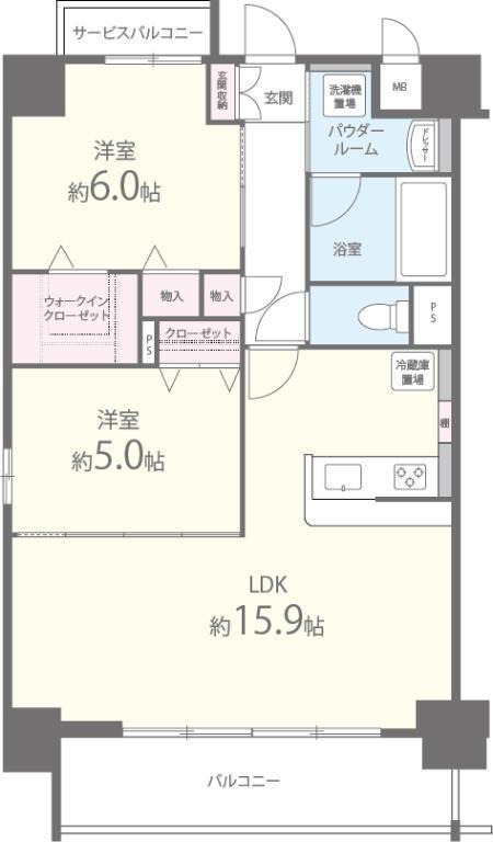 メゾンドパニール(2LDK/3階)の間取り写真