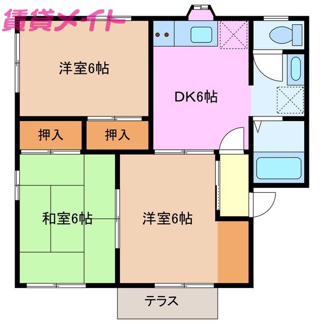 ハミングタウン(3DK/1階)の間取り写真
