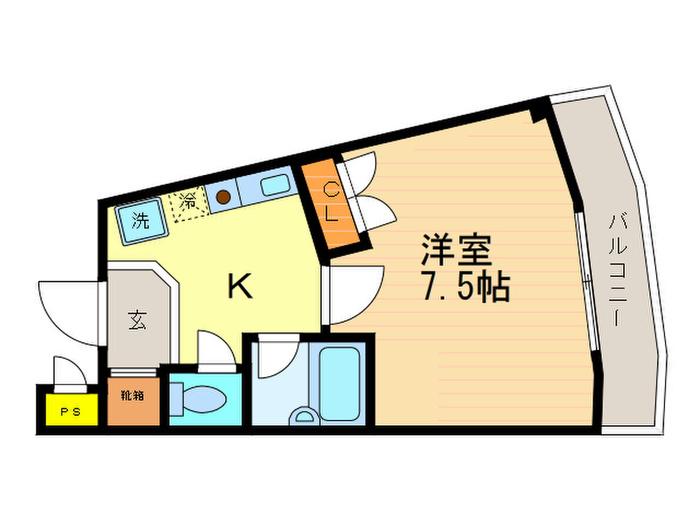 リヴィエールミヤ(1K/3階)の間取り写真