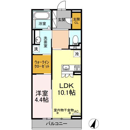 KMT沙稀(1LDK/3階)の間取り写真
