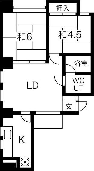 谷口ビル(2LDK/2階)の間取り写真