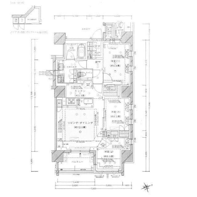 ドレッセ港北センター北(3LDK/7階)の間取り写真