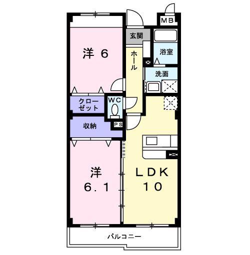 グランツ(2LDK/2階)の間取り写真
