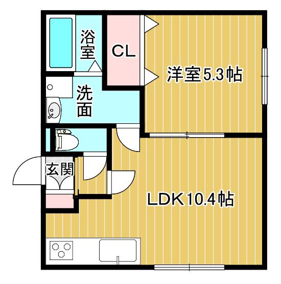 INHERENT1(1LDK/2階)の間取り写真