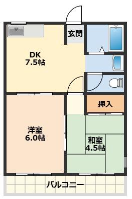 植松マンション(2DK/1階)の間取り写真