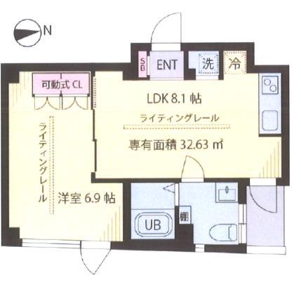 エルプラド自由が丘(1LDK/4階)の間取り写真