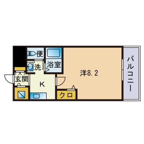 エルブラン姪浜(1K/12階)の間取り写真