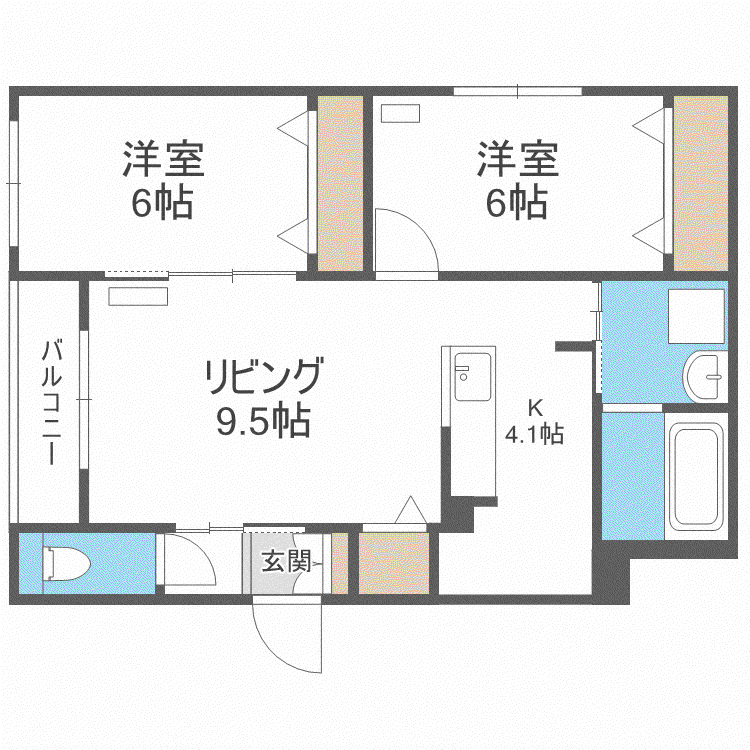 グランメール KM(2LDK/4階)の間取り写真