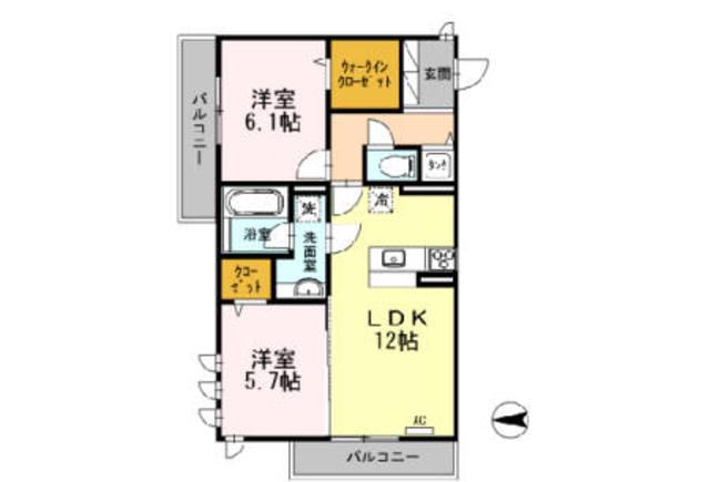 ピオニー北石切(2LDK/2階)の間取り写真