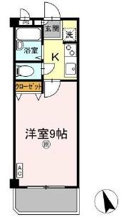 ニューエクセル三宅 F(1K/1階)の間取り写真