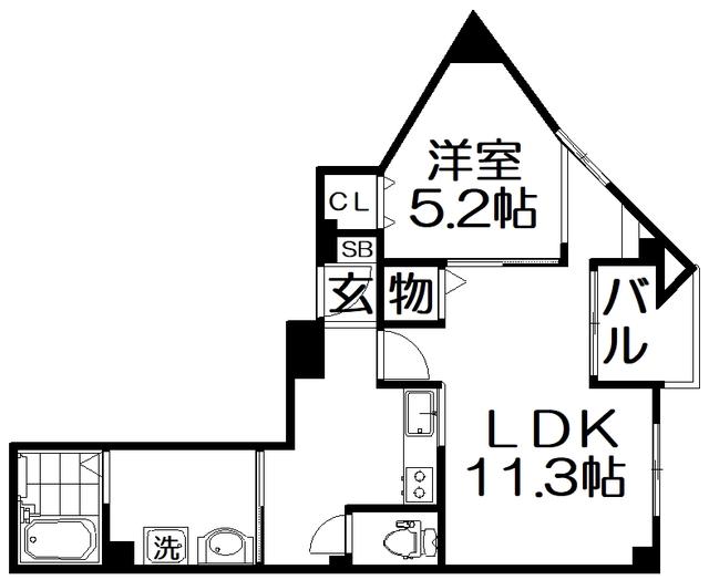 アーカンシェル東寝屋川(1LDK/5階)の間取り写真