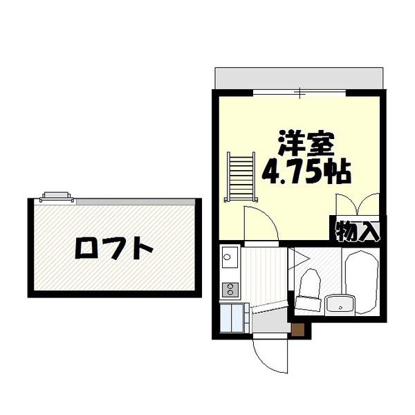 シティーパレス東松山第3(1K/2階)の間取り写真
