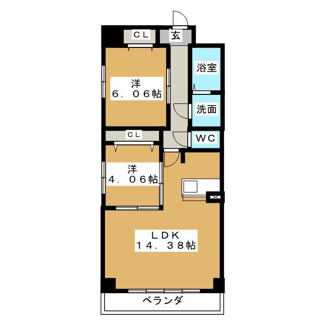 S-FORT四日市 ARCAM(2LDK/12階)の間取り写真
