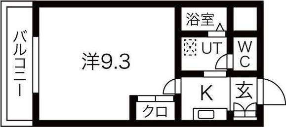 クオリティ21広畑(1K/4階)の間取り写真