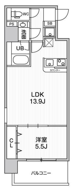 LA DOUCEUR九条(1LDK/7階)の間取り写真