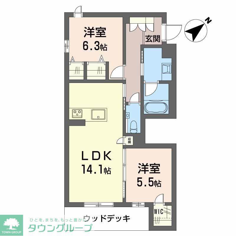 ヒューゲル(2LDK/1階)の間取り写真