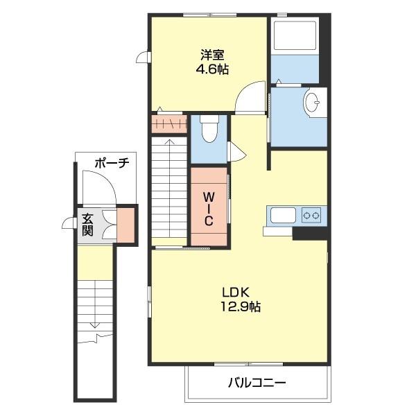 サンメゾン紀三井寺(1LDK/2階)の間取り写真