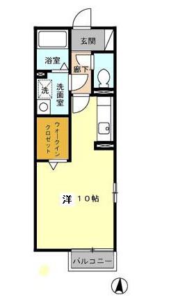 ウィルステージ陶生(ワンルーム/1階)の間取り写真