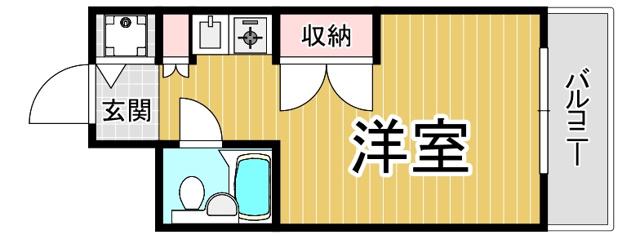 ウィンベルソロ立花(ワンルーム/2階)の間取り写真