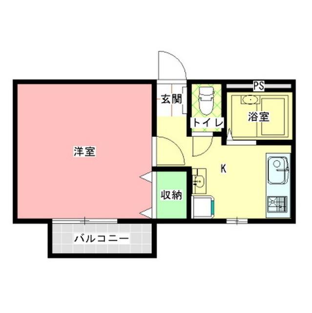 袴塚ベータ(1K/2階)の間取り写真