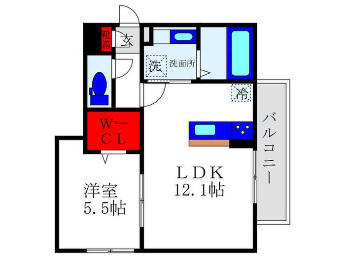 アグレイド北桜塚(1LDK/2階)の間取り写真