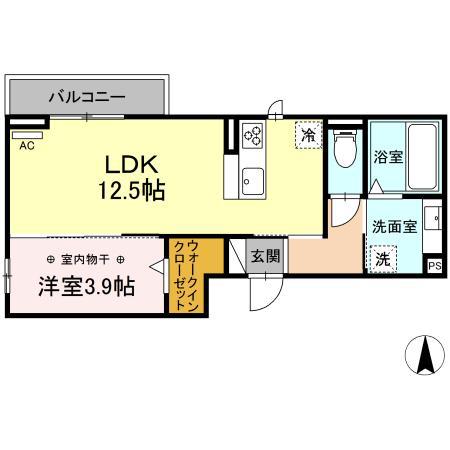 カーム野田(1LDK/3階)の間取り写真