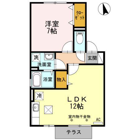 ドエルコート里吉A棟(1LDK/1階)の間取り写真