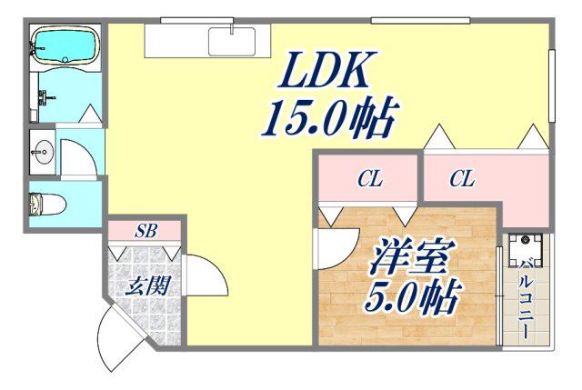 ハイツ ダイチョウ(1LDK/2階)の間取り写真