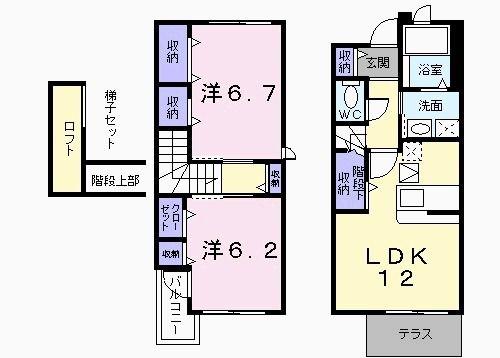 ファイン カレッジ(2LDK/1階)の間取り写真