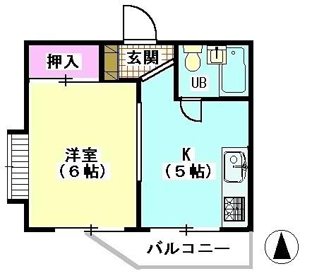 亀田コーポ(1K/2階)の間取り写真