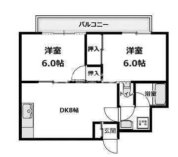 メゾン飛鳥(2DK/1階)の間取り写真