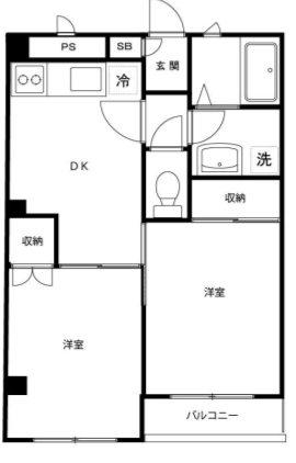 モンシャト高円寺(2DK/1階)の間取り写真